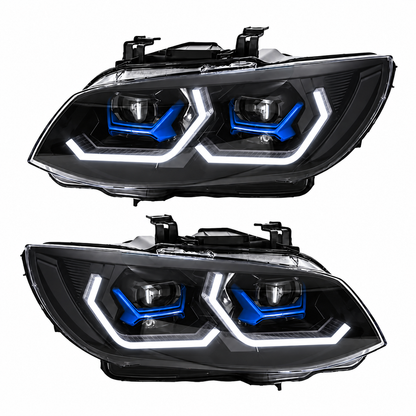 2011-2013 BMW 3-Series/M3 Yellow-White DRL Ikon Style Headlights | E92/E93 LCI