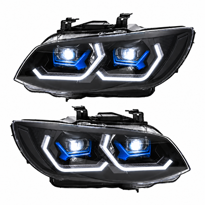 2011-2013 BMW 3-Series/M3 Yellow-White DRL Ikon Style Headlights | E92/E93 LCI