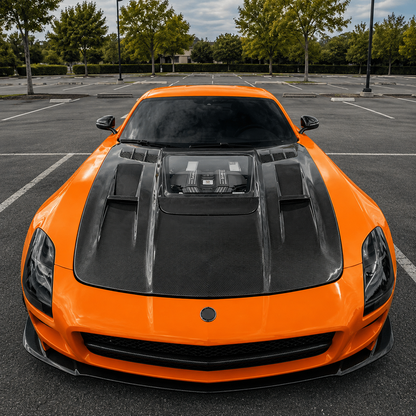 2011-2015 Mercedes-Benz SLS AMG Glass Engine Cover Carbon Fiber Hood | C197/R197