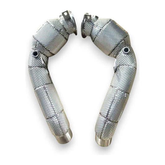 2011-2016 BMW M5 Downpipes | F10 Yes Heat Shield / 200 Cell Euro 6 Sport High Flow Cat Downpipes