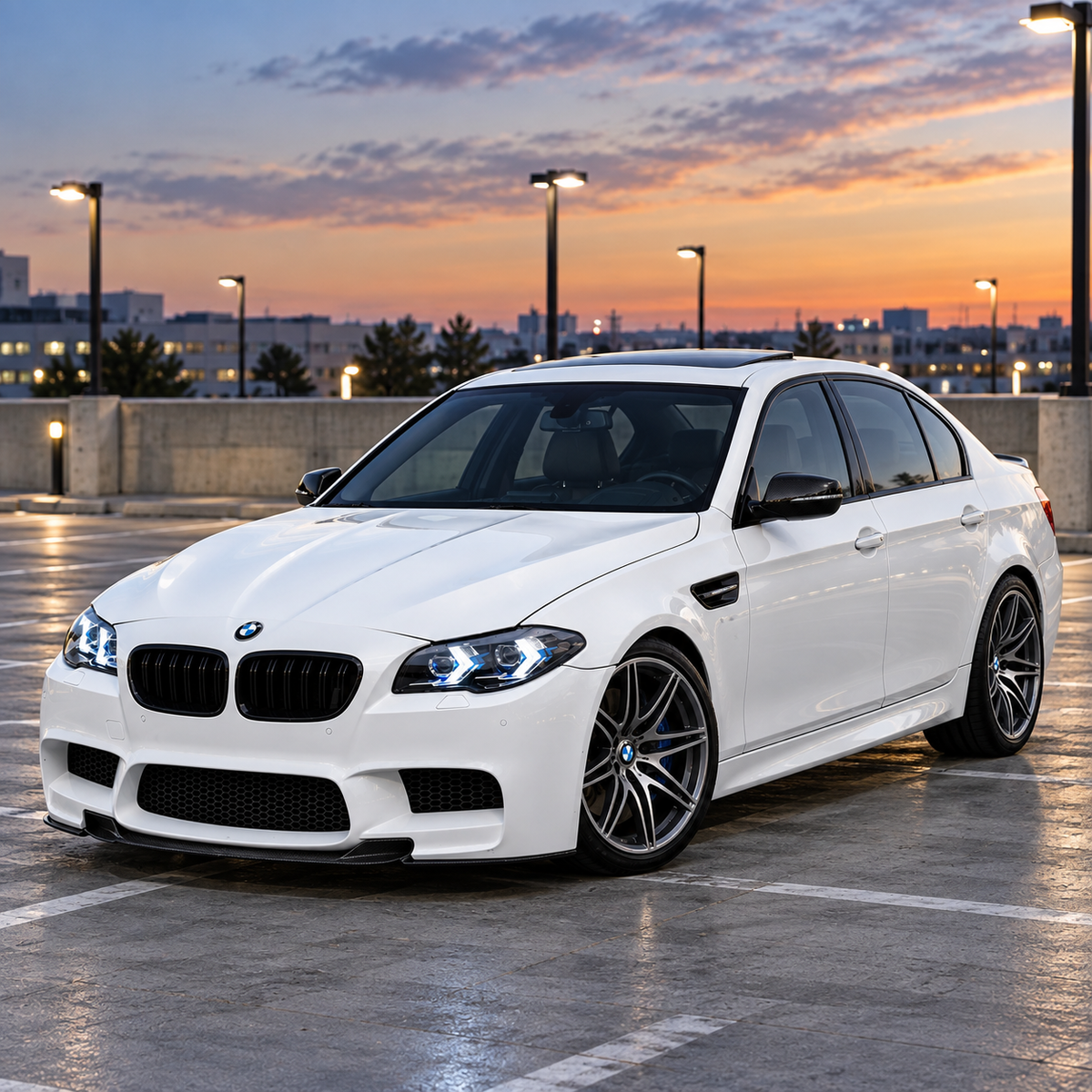 2010-2016 BMW M5/5-Series Yellow-White DRL Snake Eyes Style LED Headlights | F10