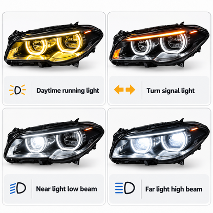 2010-2016 BMW M5/5-Series Yellow-White DRL LED Headlights | F10