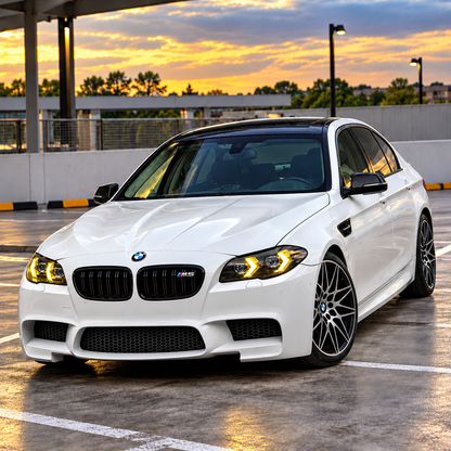 2010-2016 BMW M5/5-Series Yellow-White DRL Snake Eyes Style LED Headlights | F10
