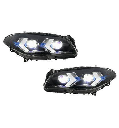 2010-2016 BMW M5/5-Series Yellow-White DRL Snake Eyes Style LED Headlights | F10