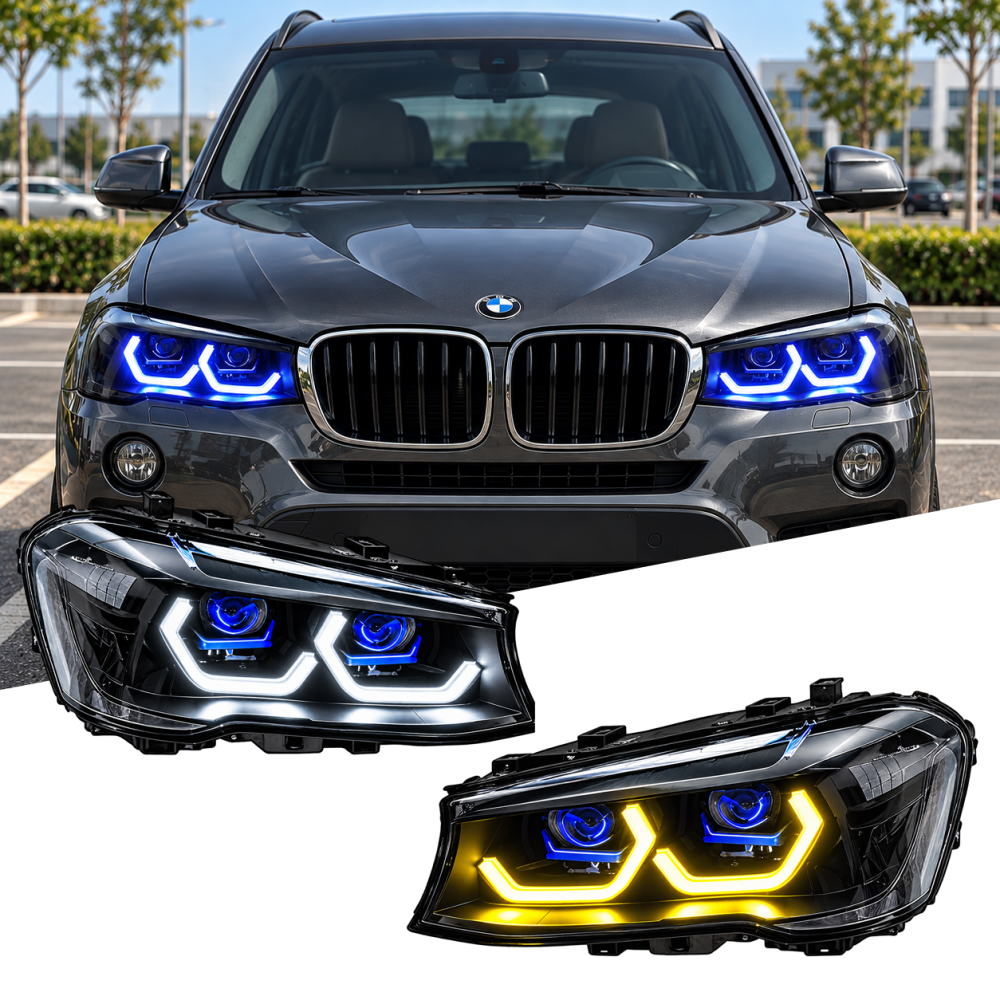 2011-2018 BMW X3/X4 3-Colors DRL Ikon Style LED Headlights | F25/F26 - Headlights