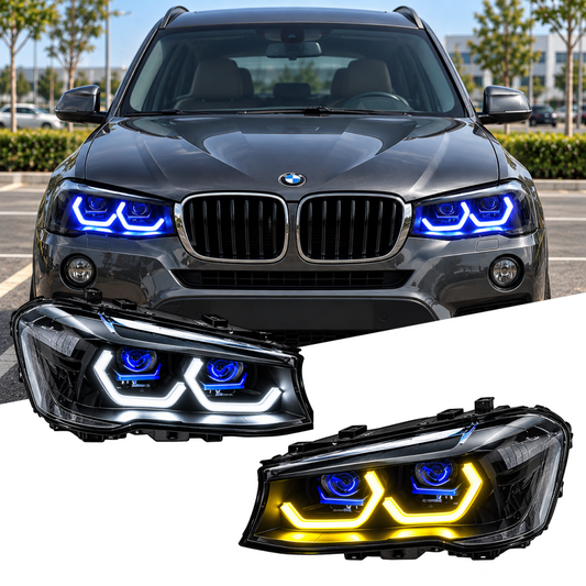2011-2018 BMW X3/X4 3-Colors DRL Ikon Style LED Headlights | F25/F26 - Headlights