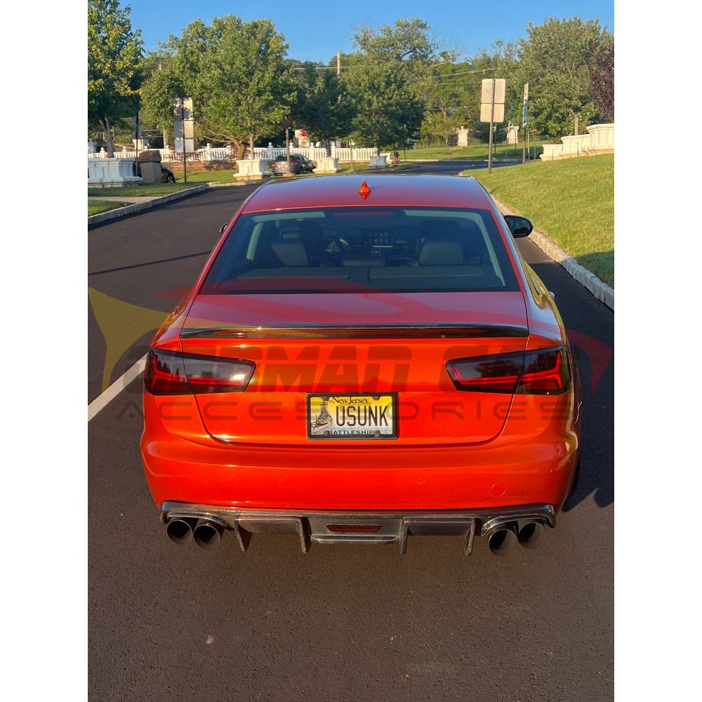 2012-2015 Audi A6/S6 Carbon Fiber Kb Style Diffuser With Led Brake Light | C7 Rear Diffusers