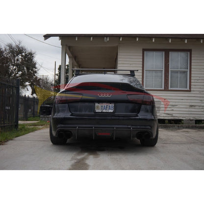 2012-2015 Audi A6/S6 Carbon Fiber Kb Style Diffuser With Led Brake Light | C7 Rear Diffusers