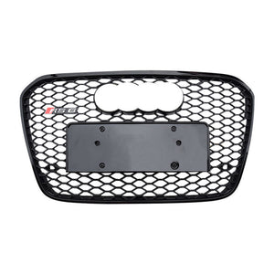 2012-2015 Audi Rs6 Honeycomb Grille | C7 A6/s6 Black Frame Net With Emblem / Yes Front Camera Chrome