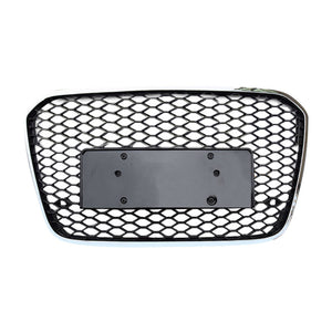 2012-2015 Audi Rs6 Style Honeycomb Grille | C7 A6/S6 Chrome Silver Frame Black Mesh / Yes Front