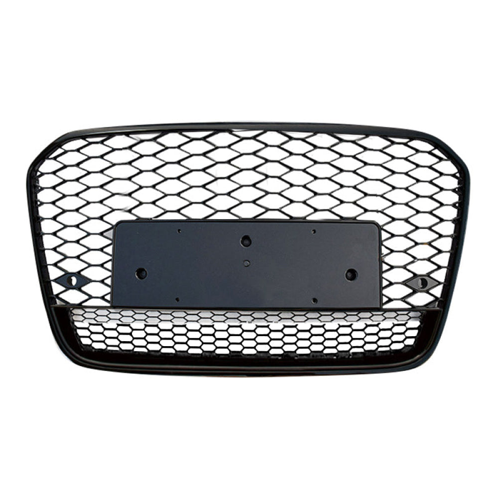 2012-2015 Audi Rs6 Style Honeycomb Grille With Lower Mesh | C7 A6/S6 Black Frame / Yes Front Camera