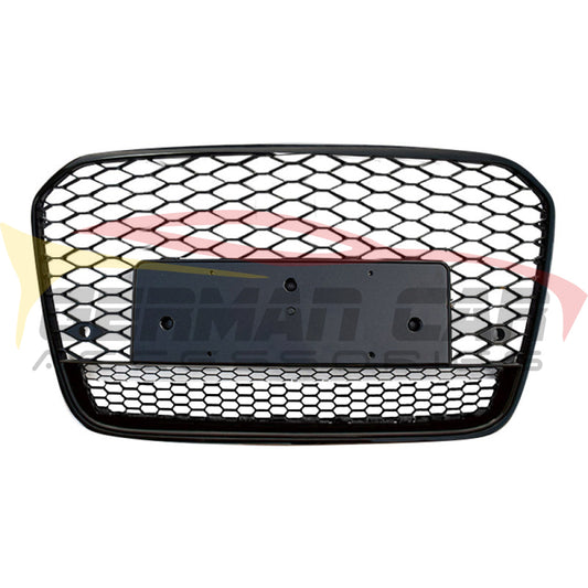 2012-2015 Audi Rs6 Style Honeycomb Grille With Lower Mesh | C7 A6/S6 Black Frame / Yes Front Camera