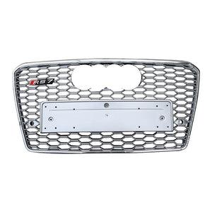 2012-2015 Audi Rs7 Honeycomb Grille | C7 A7/s7 Chrome Silver Frame Net With Emblem / Yes Front