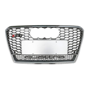 2012-2015 Audi Rs7 Honeycomb Grille With Quattro In Lower Mesh | C7 A7/s7 Chrome Silver Frame Net