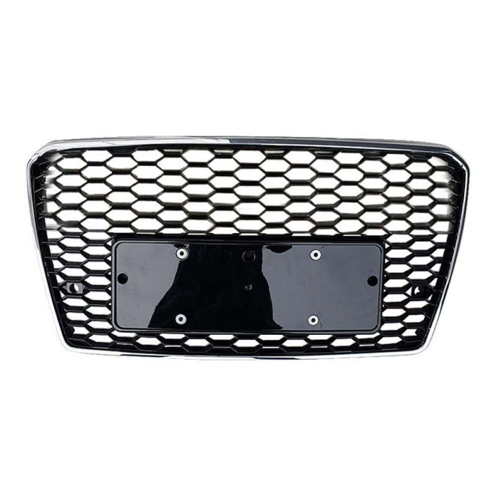 2012-2015 Audi Rs7 Style Honeycomb Grille | C7 A7/S7 Chrome Silver Frame Black Mesh / Yes Front