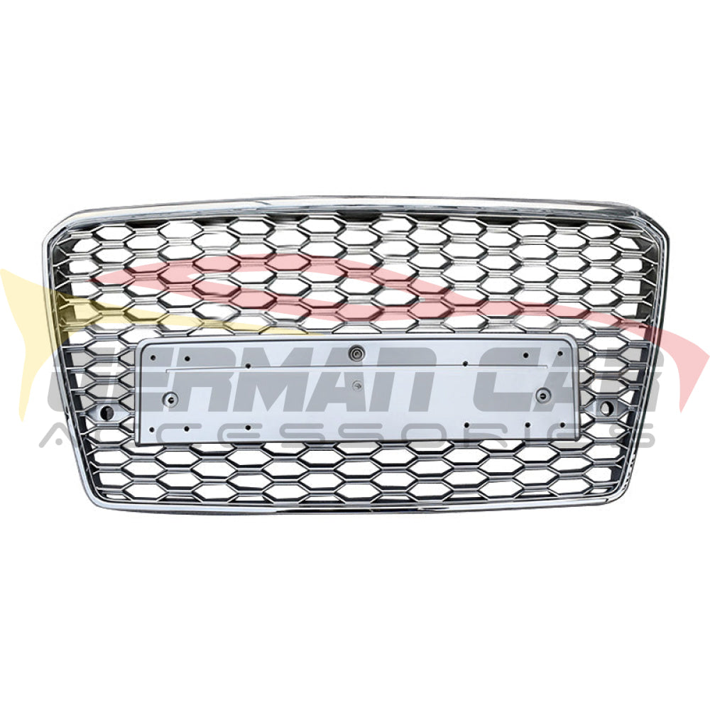2012-2015 Audi Rs7 Style Honeycomb Grille | C7 A7/S7 Chrome Silver Frame Mesh / Yes Front Camera