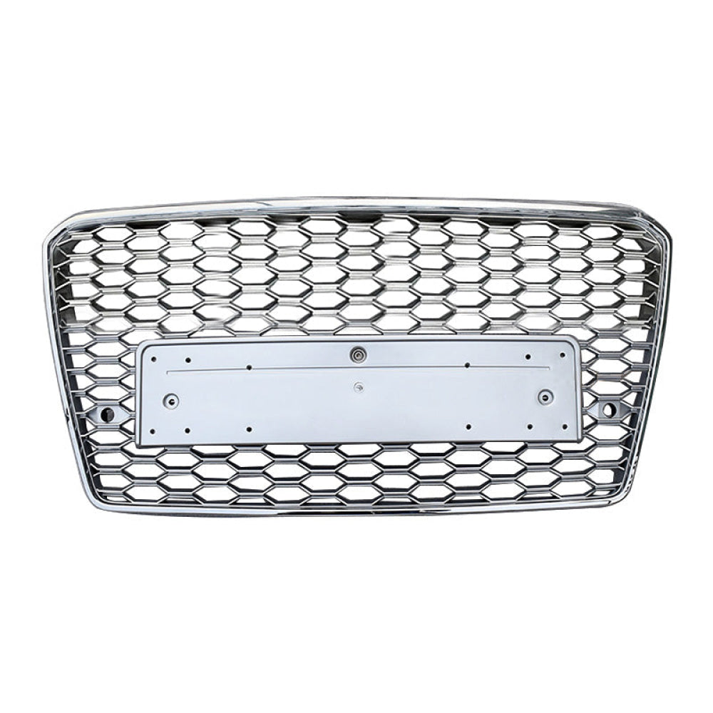 2012-2015 Audi Rs7 Style Honeycomb Grille | C7 A7/S7 Chrome Silver Frame Mesh / Yes Front Camera