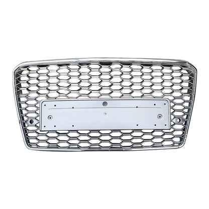 2012-2015 Audi Rs7 Style Honeycomb Grille | C7 A7/S7 Chrome Silver Frame Mesh / Yes Front Camera