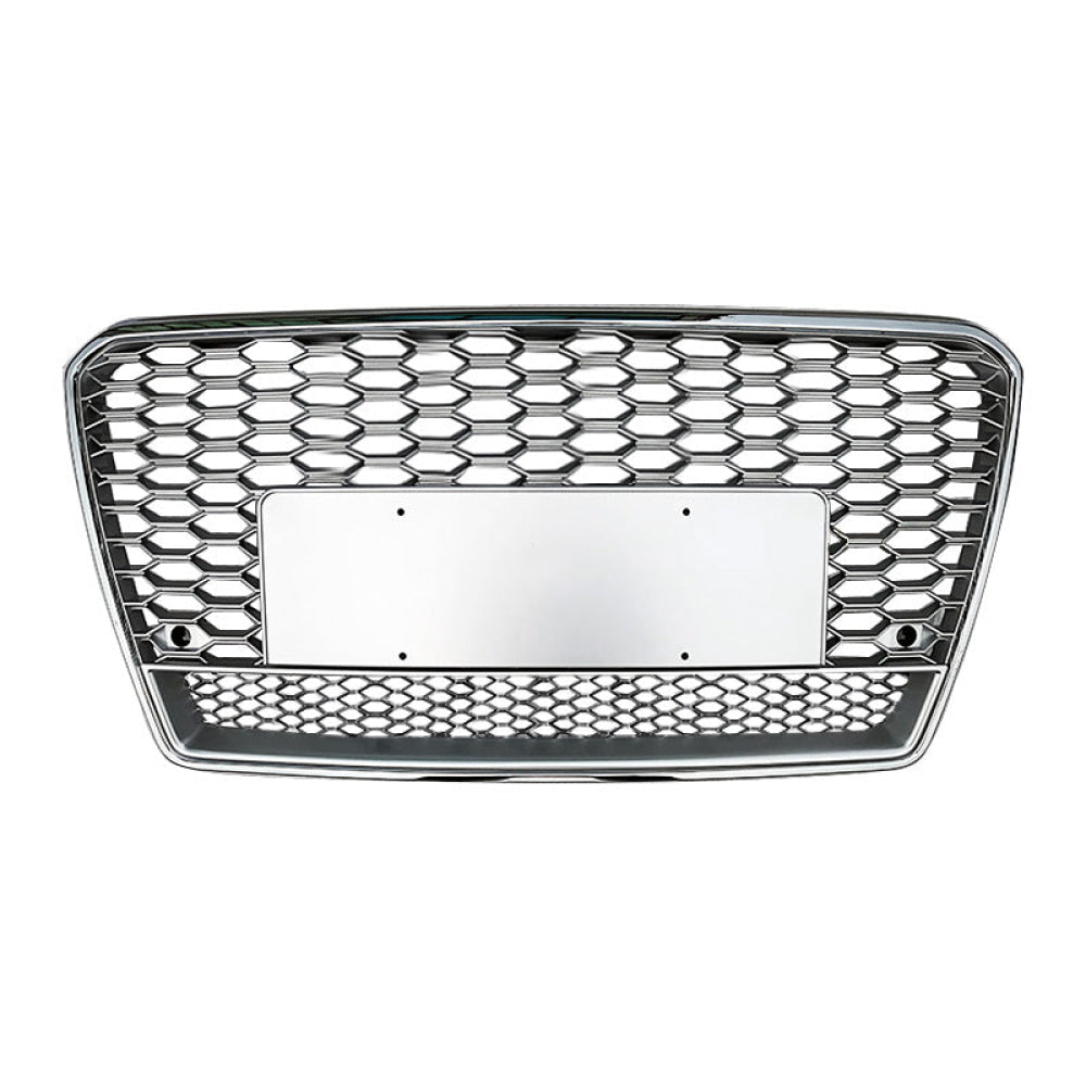 2012-2015 Audi Rs7 Style Honeycomb Grille With Lower Mesh | C7 A7/S7 Chrome Silver Frame / Yes