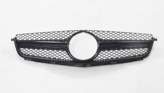 2012-2015 Mercedes-Benz C63 Amg Style Front Grille | W204 Gloss Black Frame Net / Mercedes Emblem