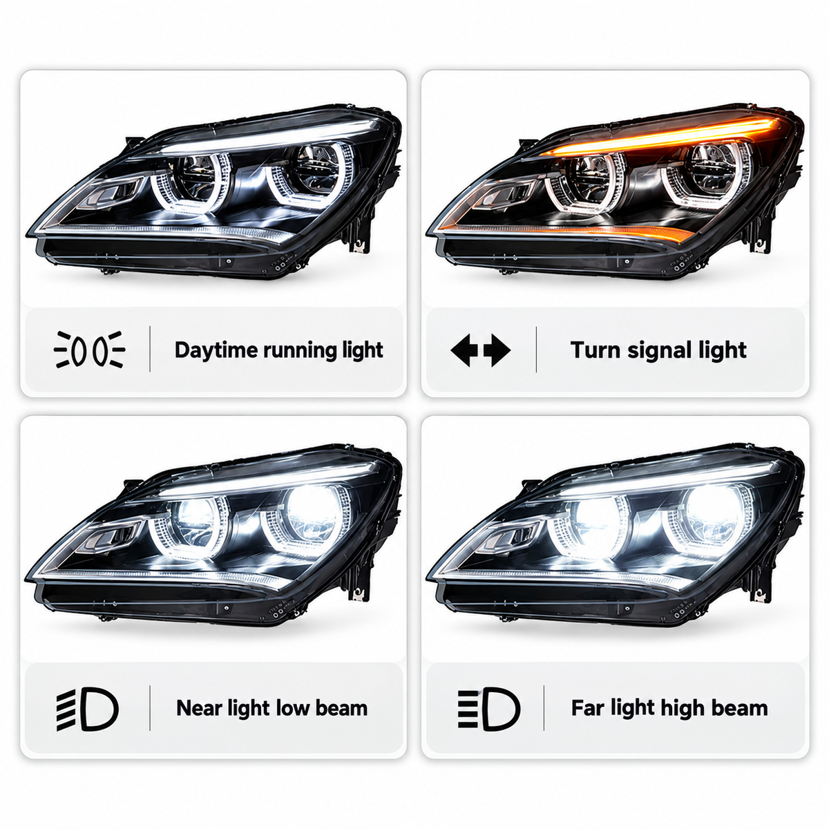 2012-2015 BMW 6-Series/M6 Yellow-White DRL Ikon Style LED Headlights | F06/F12/F13 Pre-LCI