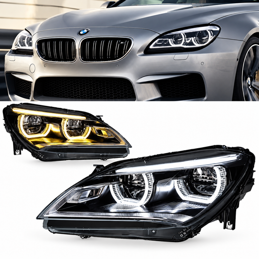 2012-2015 BMW 6-Series/M6 Yellow-White DRL Ikon Style LED Headlights | F06/F12/F13 Pre-LCI