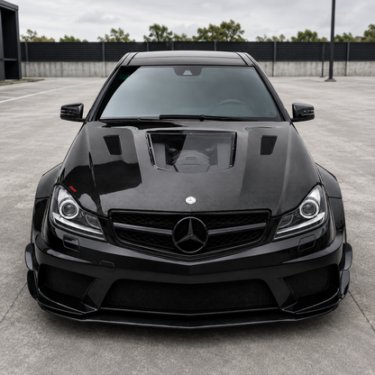 2012-2015 Mercedes C63 AMG Glass Engine Cover V2 Carbon Fiber Hood | W204
