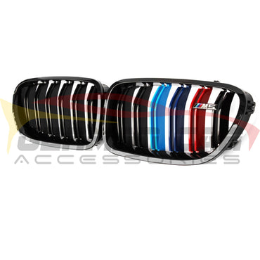 2012-2016 Bmw M5 Kidney Grilles | F10 Gloss Black With M Stripe