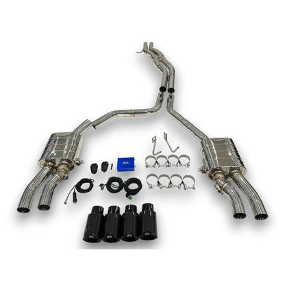 2012-2018 Audi A8/S8 Valved Sport Exhaust System | D4/D4.5 A8/S8 Stainless Steel Exhaust / Chrome Tips Exhausts