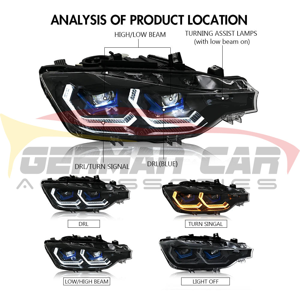 2012-2018 Bmw 3-Series G80 Style Laser Led Headlights | F30