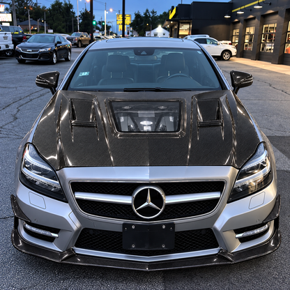 2012-2018 Mercedes CLS-Class Glass Engine Cover Carbon Fiber Hood | C218/W218
