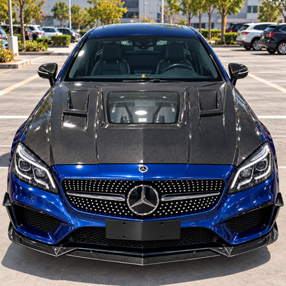 2012-2018 Mercedes CLS-Class Glass Engine Cover Carbon Fiber Hood | C218/W218