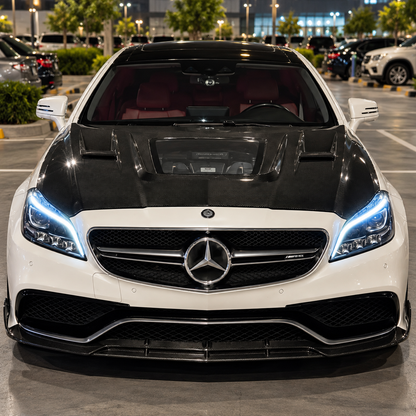 2012-2018 Mercedes CLS63 AMG Glass Engine Cover Carbon Fiber Hood | C218/W218