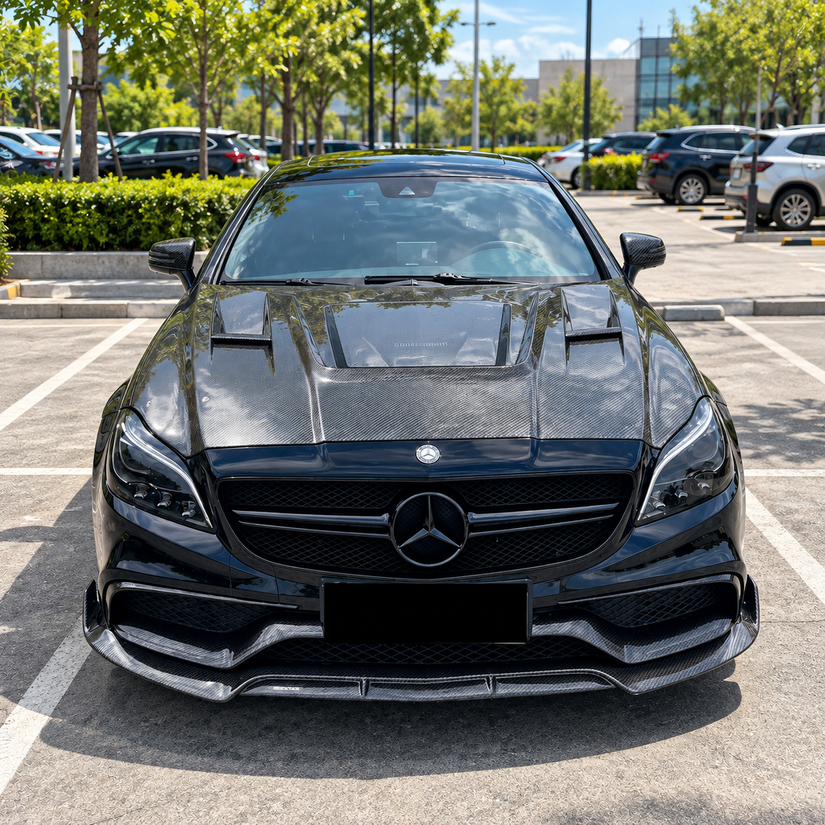 2012-2018 Mercedes CLS63 AMG Glass Engine Cover Carbon Fiber Hood | C218/W218