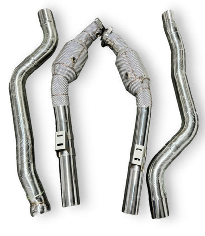 2012-2016 Mercedes E63 Amg Downpipes | W212 Yes Heat Shield / 200 Cell Euro 6 Sport High Flow Cat