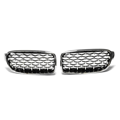 2012-2020 Bmw 3-Series/4-Series Diamond Kidney Grilles | F30/f31/f32/f33 Chrome With Gloss Black