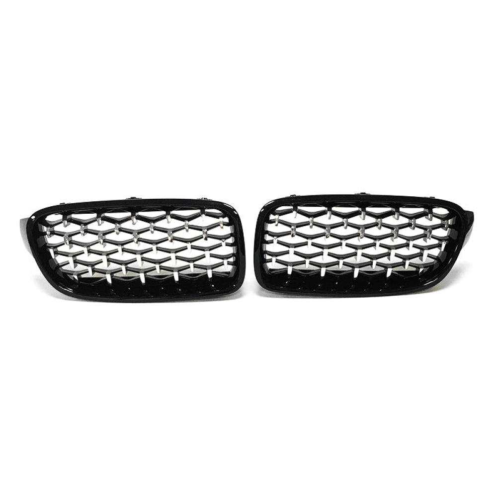 2012-2020 Bmw 3-Series/4-Series Diamond Kidney Grilles | F30/f31/f32/f33 Gloss Black With Chrome