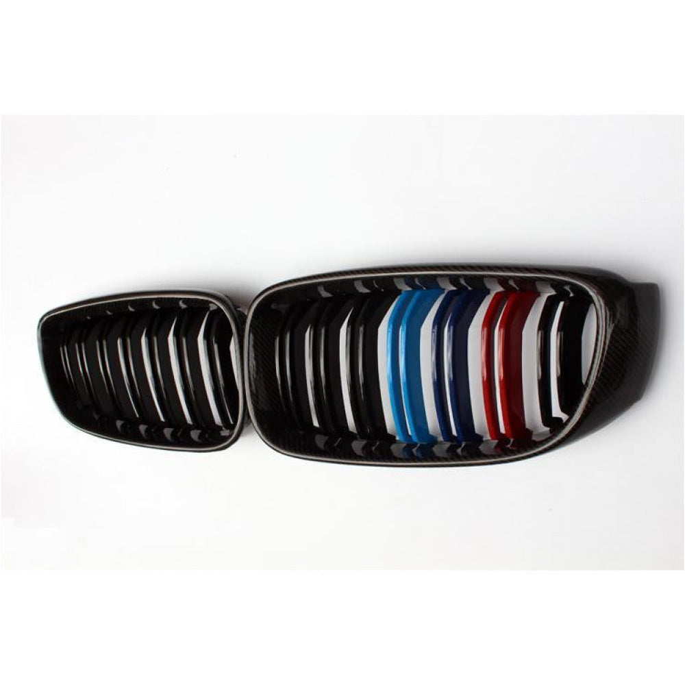 2012-2020 Bmw 3-Series/4-Series Kidney Grilles | F30/f31/f32/f33 Carbon Fiber With M Stripe /