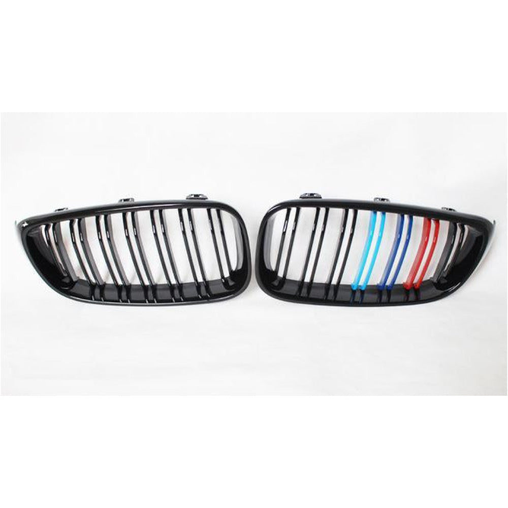 2012-2020 Bmw 3-Series/4-Series Kidney Grilles | F30/f31/f32/f33 Gloss Black With M Stripe /