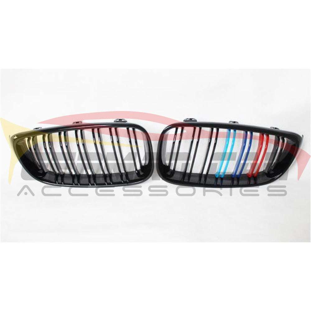 2012-2020 Bmw 3-Series/4-Series Kidney Grilles | F30/f31/f32/f33 Gloss Black With M Stripe /