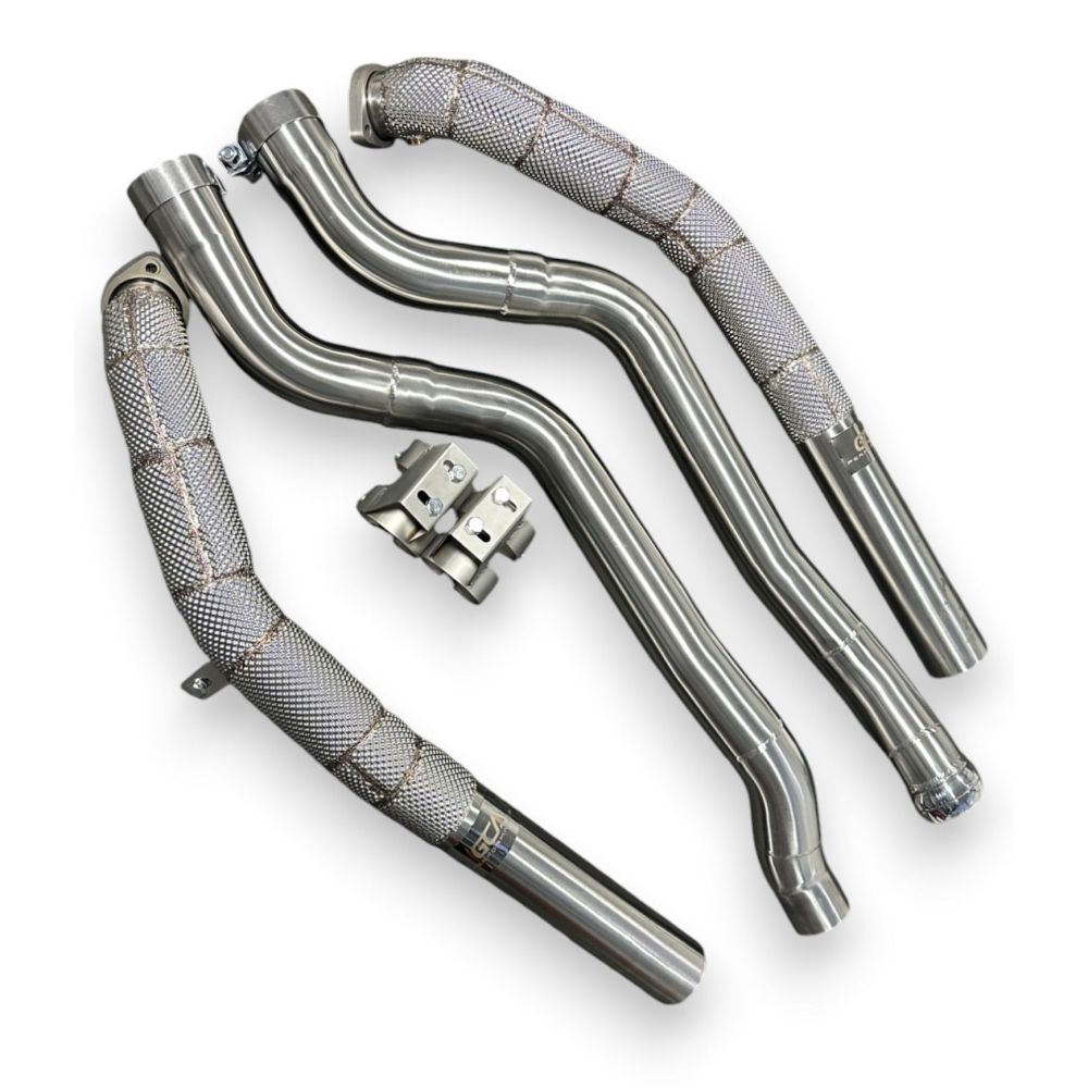 2012-2016 Mercedes E63 Amg Downpipes | W212 Yes Heat Shield / Racing Downpipe (No Cat) Front Race