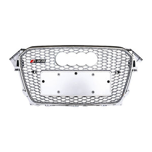 2013-2016 Audi Rs4 Honeycomb Grille | B8.5 A4/s4 Chrome Silver Frame Net With Emblem /