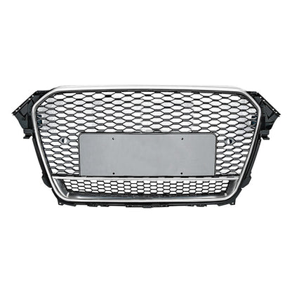 2013-2016 Audi Rs4 Honeycomb Style Grille With Lower Mesh | B8.5 A4/S4 Chrome Silver Frame Black