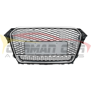 2013-2016 Audi Rs4 Honeycomb Style Grille With Lower Mesh | B8.5 A4/S4 Chrome Silver Frame Black