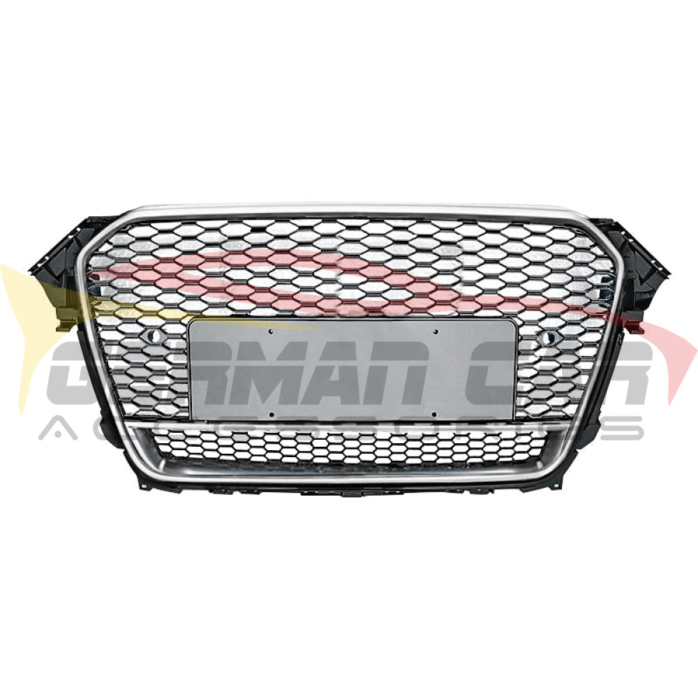2013-2016 Audi Rs4 Honeycomb Style Grille With Lower Mesh | B8.5 A4/S4 Chrome Silver Frame Black