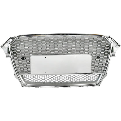 2013-2016 Audi Rs4 Honeycomb Style Grille With Lower Mesh | B8.5 A4/S4 Chrome Silver Frame Front