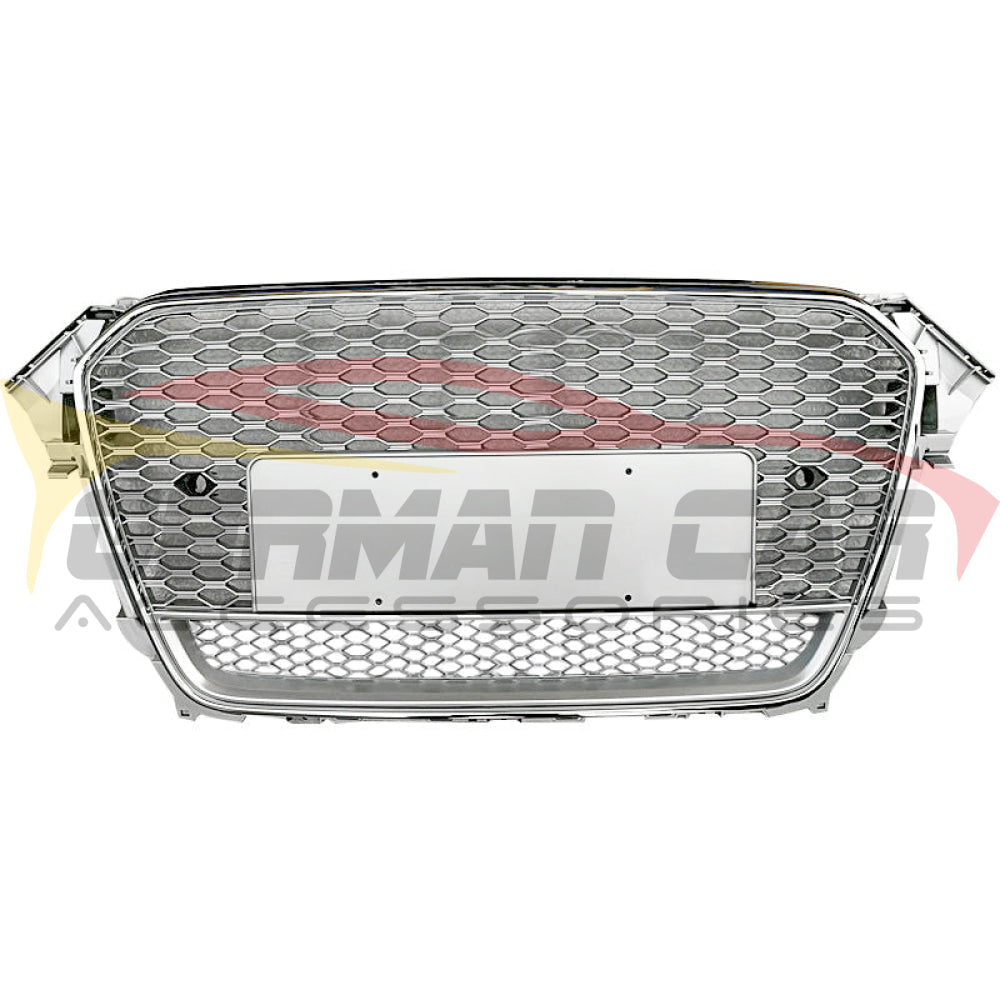 2013-2016 Audi Rs4 Honeycomb Style Grille With Lower Mesh | B8.5 A4/S4 Chrome Silver Frame Front