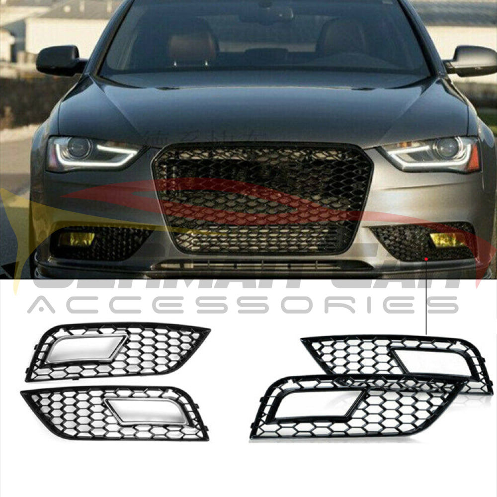 2013-2016 Audi Rs4 Style Fog Light Grilles | B8.5 A4/S4 Front