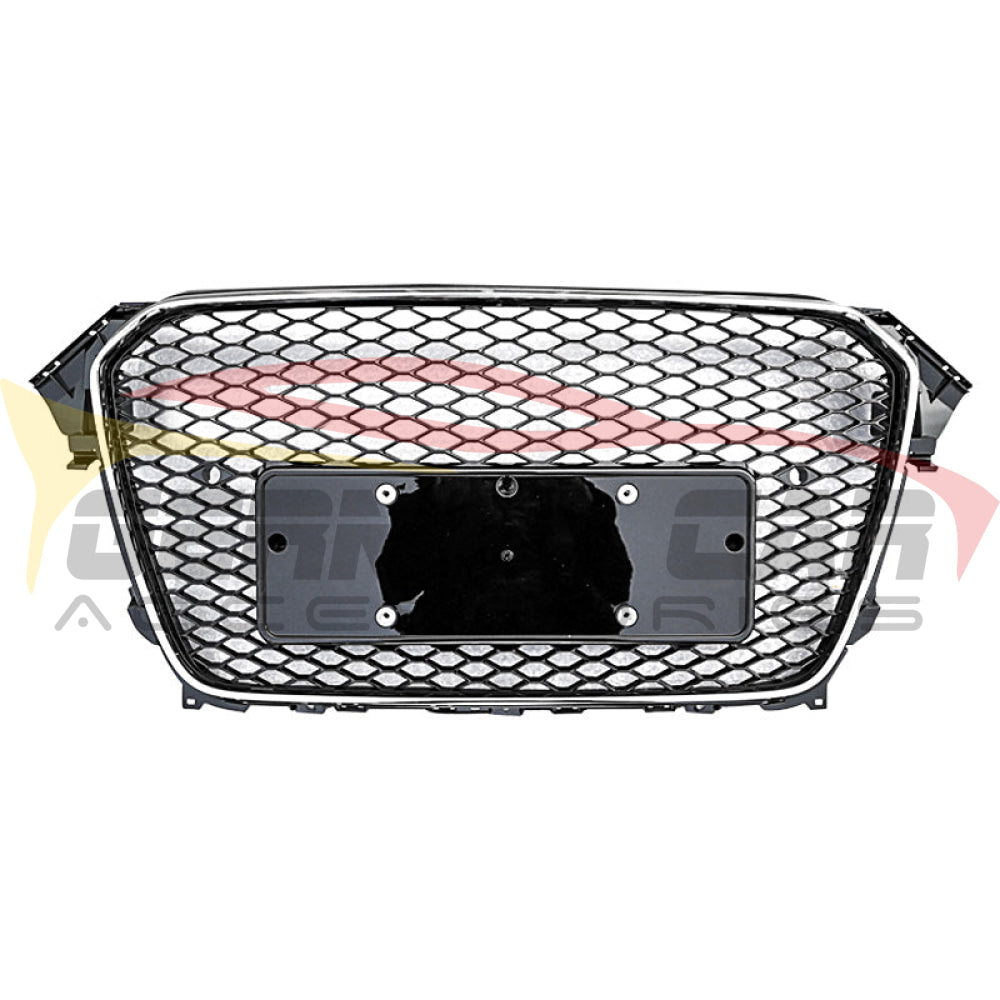 2013-2016 Audi Rs4 Style Honeycomb Grille | B8.5 A4/S4 Chrome Silver Frame Black Mesh