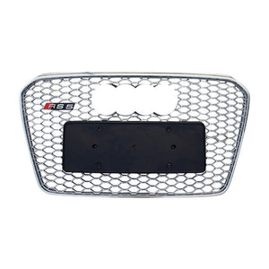 2013-2017 Audi Rs5 Honeycomb Grille | B8.5 A5/s5 Chrome Silver Frame Net With Emblem /